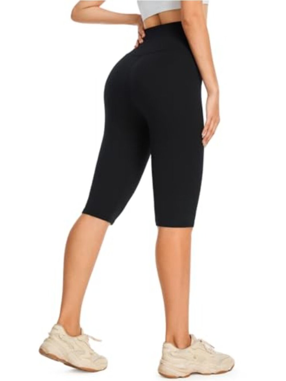 High Waisted Capri Yoga Leggings with Tummy Control - Non See Through